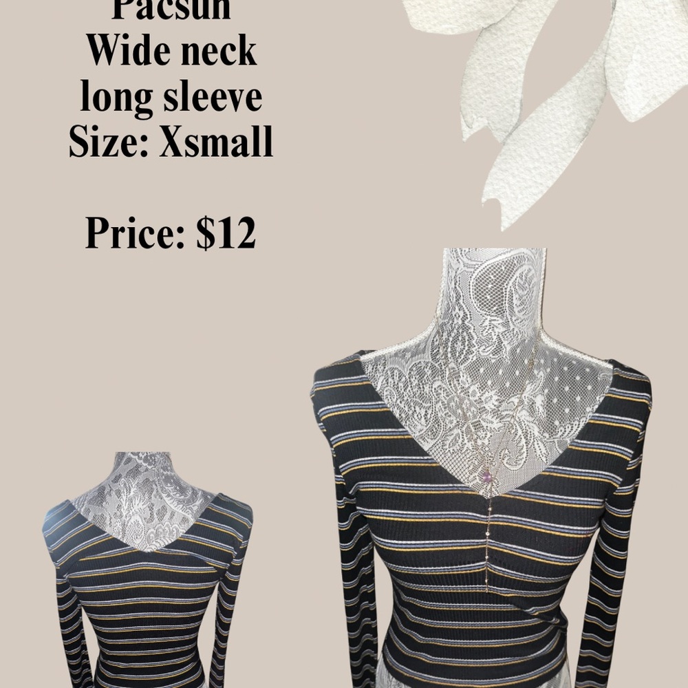 PacSun Black and Yellow Striped Long Sleeve Top